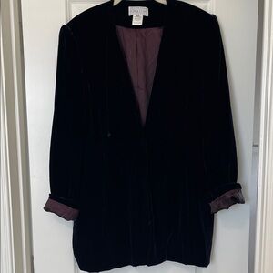 Vintage Saks Fifth Avenue Dark Purple Velvet Women's Blazer, Size 14